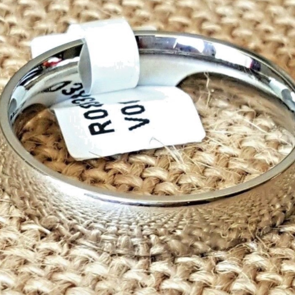 Silver Rhodium Plated Unisex Band Ring Sizes 4.5 9 10 11 12 13.5 14.5 15